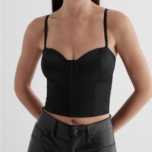 PARAMETER Black Satin Corset Adjustable Straps, Boning Structure Hook Eye Sz 2